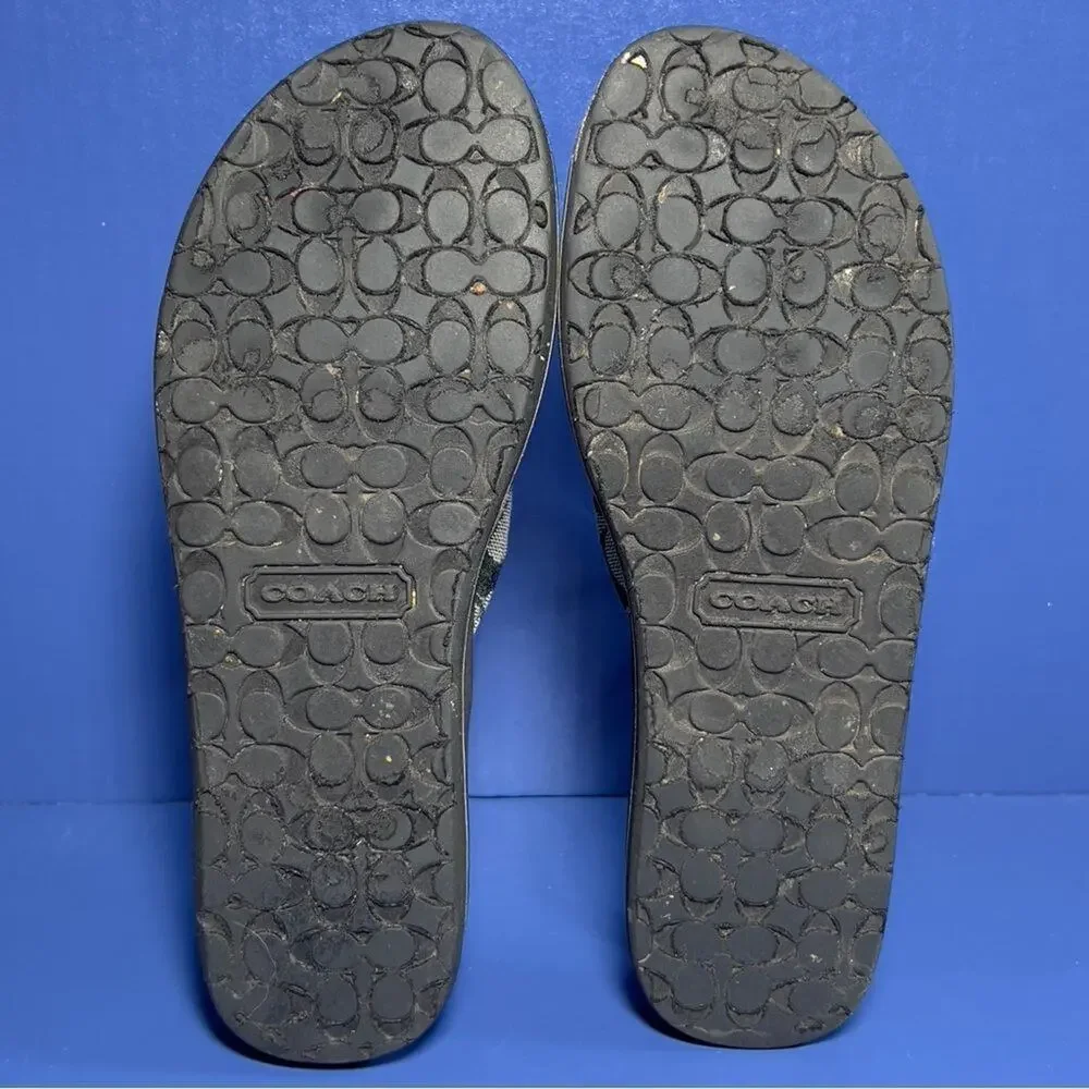 Coach Jada‎ Monogram Leather Sandals Black Womens 7.5B A1563